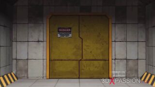 Busty futa sex android with a hude dick fucks muscle girl in the lab