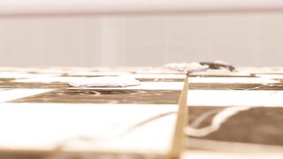 Marie squirting when she's being fucked in the ass in a public bathroom