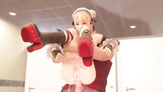 Marie squirting when she's being fucked in the ass in a public bathroom