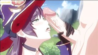 Cute anime blowjob and cum shot