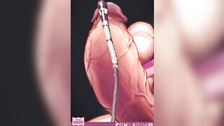 muscular Futanari drips rivers of pre into bowl, overflows it quickly, then cums gallons upon gallons of cum and almost drowns