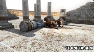 Sexy 3D Lesbian Licking a Black Babe's Pussy