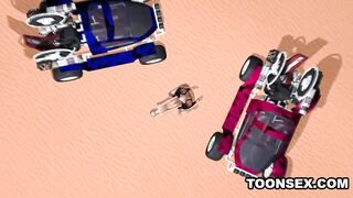 Skinny Short Haired 3D Blonde Fucked Outdoors