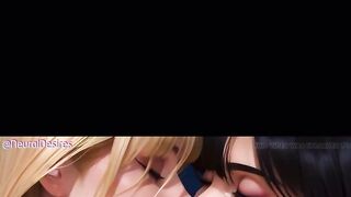 3D AI HQ 2 chicks Big tits Firm tits Hard nipples riding POV w/ Sound added