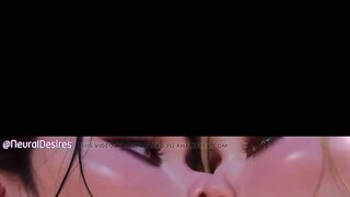 3D AI HQ 2 chicks Big tits Firm tits Hard nipples riding POV w/ Sound added