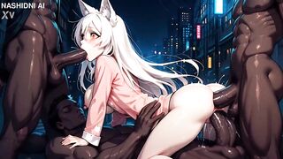 5on1 Gangbang Tsubasa Hanekaw from Soul Eater with Triple penetration, triple anal and triple vaginal - Hardcore Sex - AI Generation Hentai (Цубаса Ханэкава)