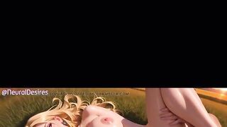 3D AI HQ Blonde Big tits Firm tits Hard erect nipples Cowgirl riding POV sex w/ Sound added