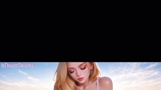 3D AI HQ Blonde Big tits Firm tits Hard erect nipples Cowgirl riding POV sex w/ Sound added