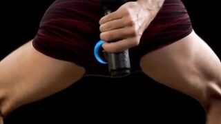 AIOnJon Stretching Reverie with Massage gun in Tight Shorts