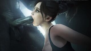 Claire Redfield get's face fucked by Mr. X