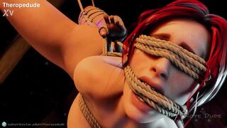 Triss in reverse shibari suspension (The Awakening)