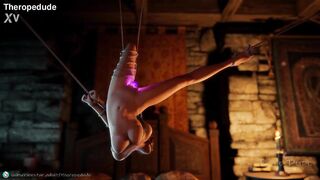 Triss in reverse shibari suspension (The Awakening)