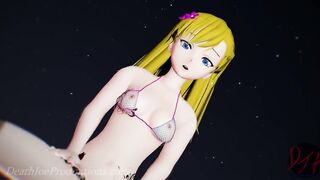 MMD R18 4k Blonde Misaka Aylin with a pink bikini - Dub Zap - 1037