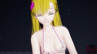 MMD R18 4k Blonde Misaka Aylin with a pink bikini - Dub Zap - 1037