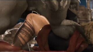 3D ANIMATED HENTAI monster with big cock // hard fuck