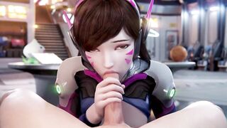 Overwatch - DVA Blowjob Swallowing Cum & Getting Creampied (Animation with Sound)
