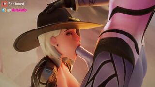Futa Widow fucks Ashe's mouth softly (Overwatch 2 3d animation loop with sound)