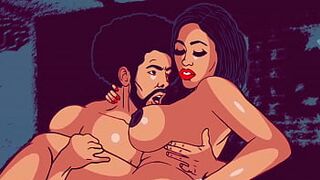 Sexy thick Ebony Moriah bounces her big butt on a bbc - Ai re rendered cartoon