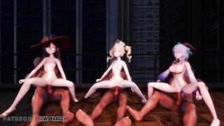 Genshin Impact - Mona, Barbara & Ganyu Sex & Dance [4K Uncensored Hentai MMD]