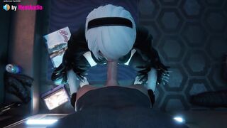 2B Deepthroat Blowjob (Nier Automata 3d animation with sound)