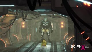 Alien sex in a starship. Female green alien gets fucked by a big monster