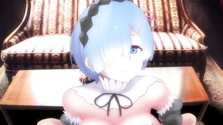 [HENTAI ANIME] Rem serves in a maid outfit.