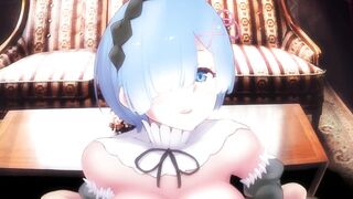 [HENTAI ANIME] Rem serves in a maid outfit.