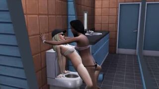 Lesbian sex in the toilet of the city library | porn cartoon