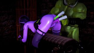 Orc fucked dark elf with anal and vaginal vibrators