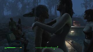 Half-zombie, half-people fuck a pregnant sexy brunette | Porno Game 3d