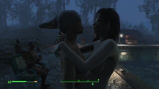 Half-zombie, half-people fuck a pregnant sexy brunette | Porno Game 3d