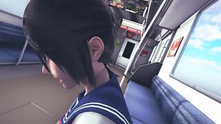 Schoolgirl jerks off your dick in a train car