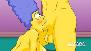 Marge has a threesome with Carl and Lenny - The simpsons hentai