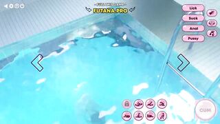 3D animated futa sex in pool, where lustful girl sucking dickgirl's cock and fucking